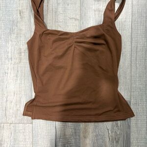 SHEIN Brown Square Neck Tank Top